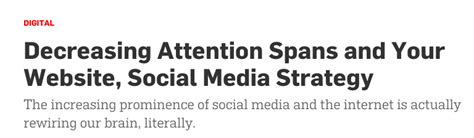 academic performance, attention, motivation, social media, university students Social media use For many young adults, accessing social media has become a normal part of their daily lives (Park and Lee, 2014). . Social media impact on attention span pdf